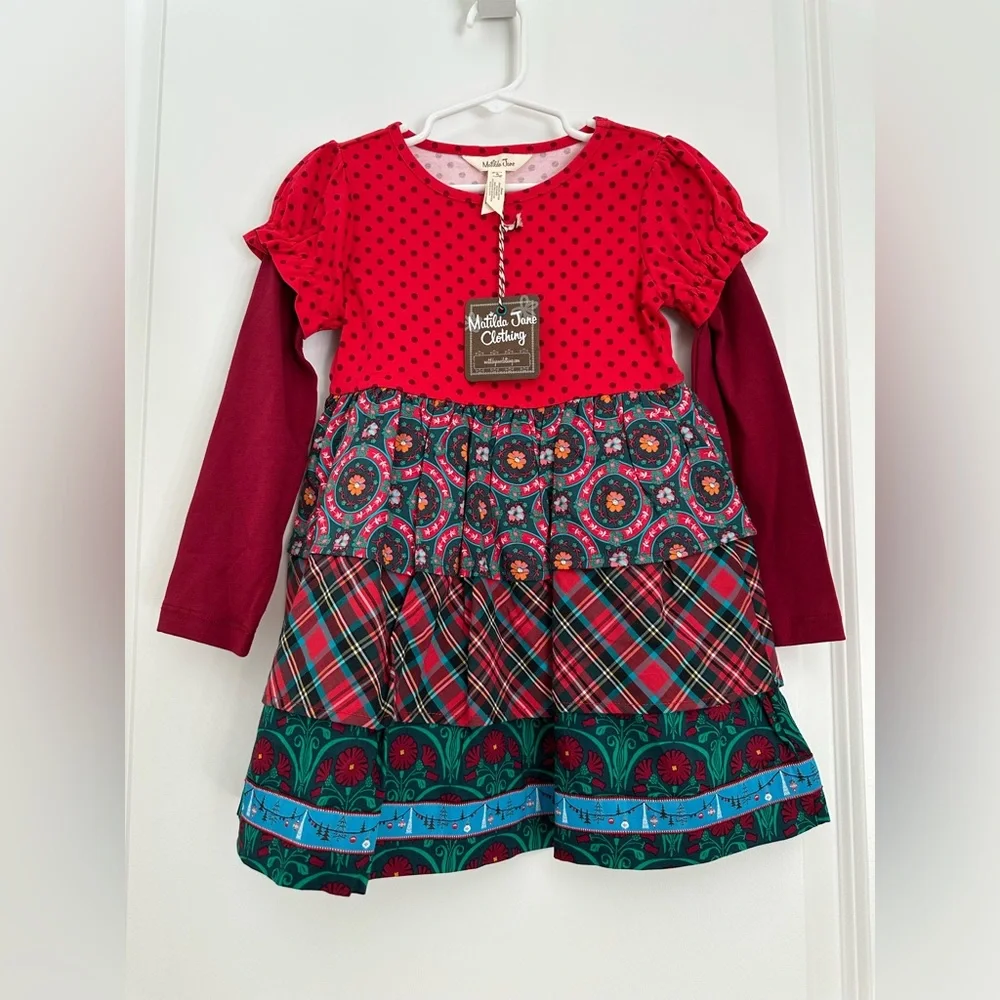 size 4 christmas dresses Matilda Jane | | Nwt Matilda Jane Jolly Holiday Dress Girls Plaid Dress Size:M Mauve 4 Years (110cm) 62 HARD-TAGGED-MA-08.19.25 Lace and Crepe Wedding Plaid dress